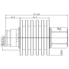 2.2-5 Female to 2.2-5 Male Attenuator, 6dB 10 Watt | 123-J6dB10W | 123e.com