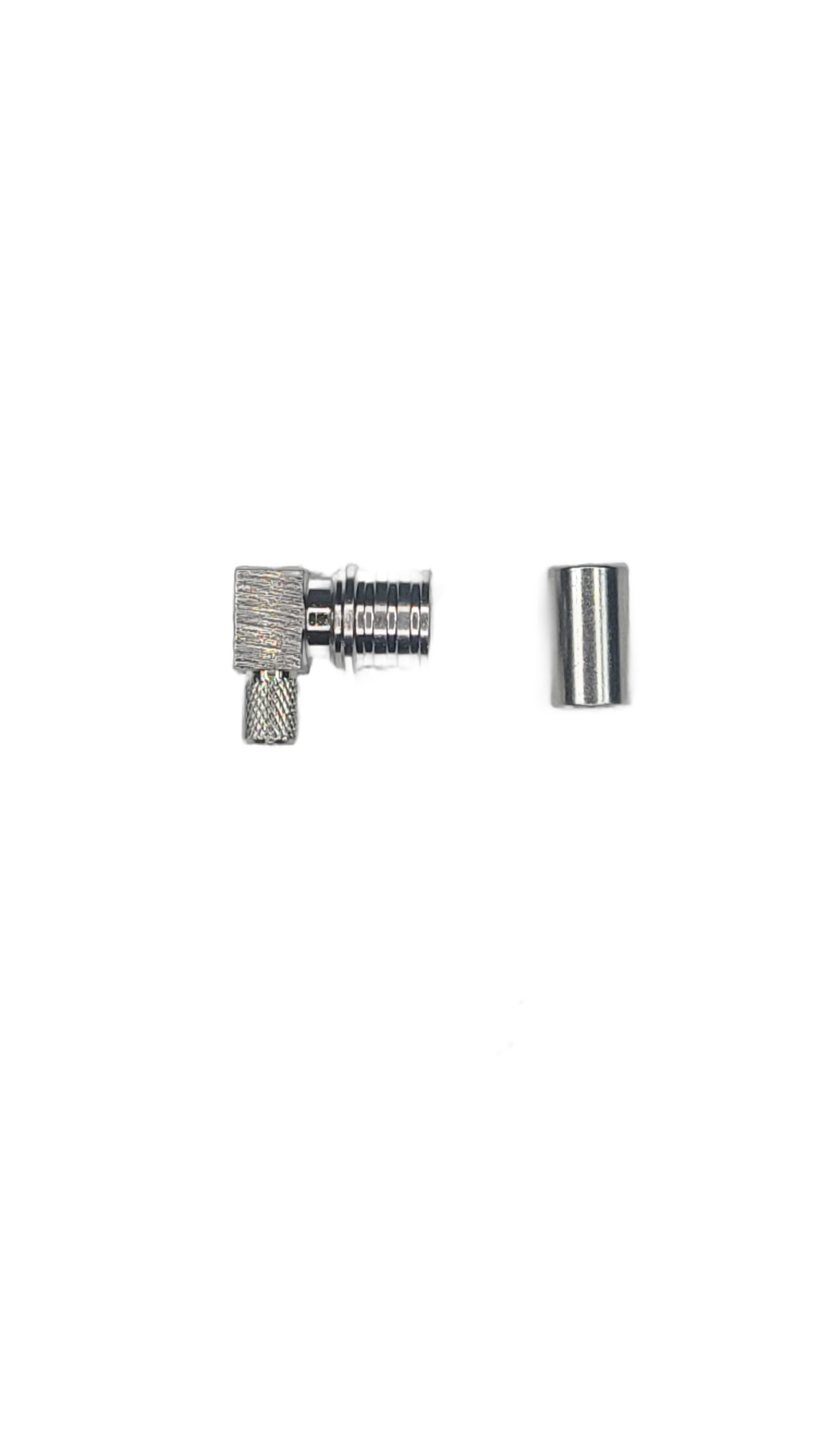Low-Loss 240 - QMA Male - Right Angle - Solder Center Crimp Outer connector