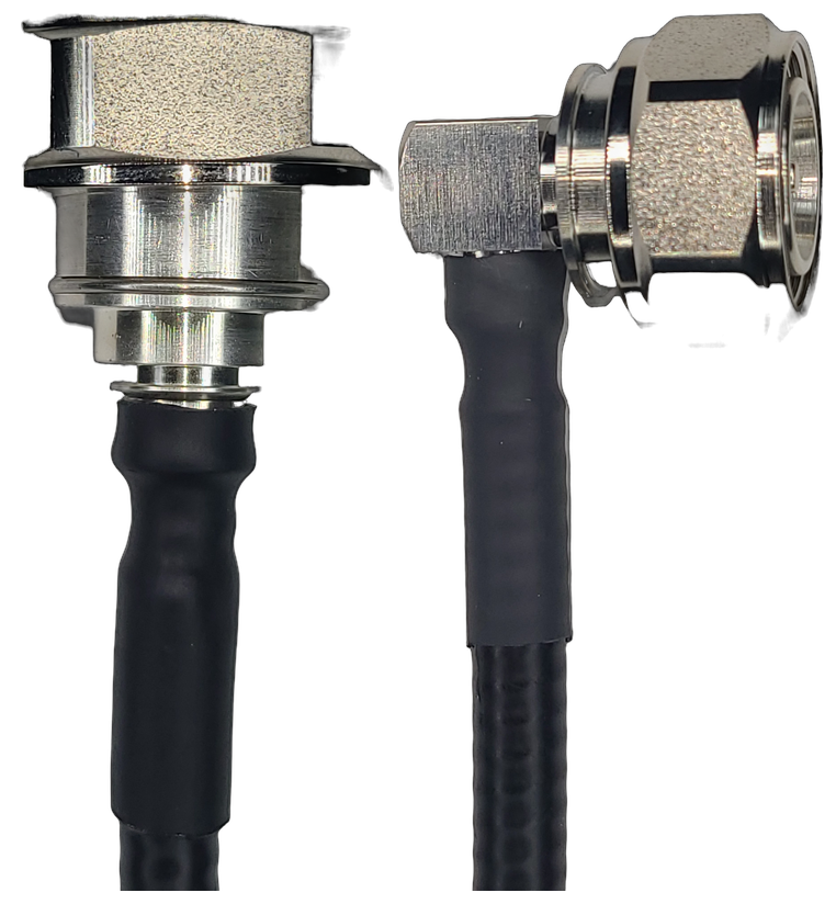 1/4" Super Flexible, 20 ft, 7/16 DIN Male Straight to 4.3-10 Male Right Angle
