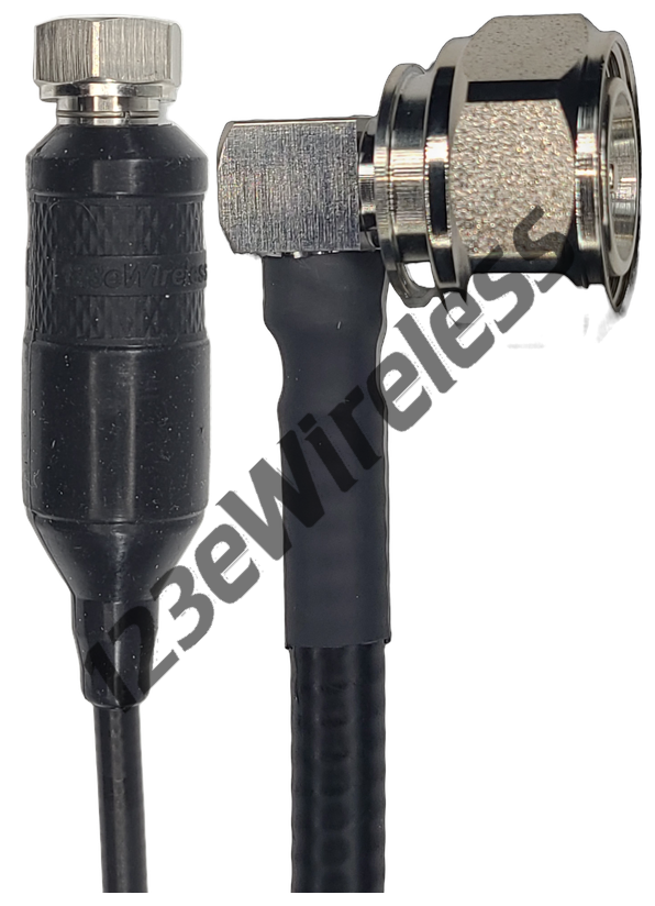 1/4" Super Flexible, 8 ft, 4.3-10 Male Straight with EasyBoot to 4.3-10 Male Right Angle