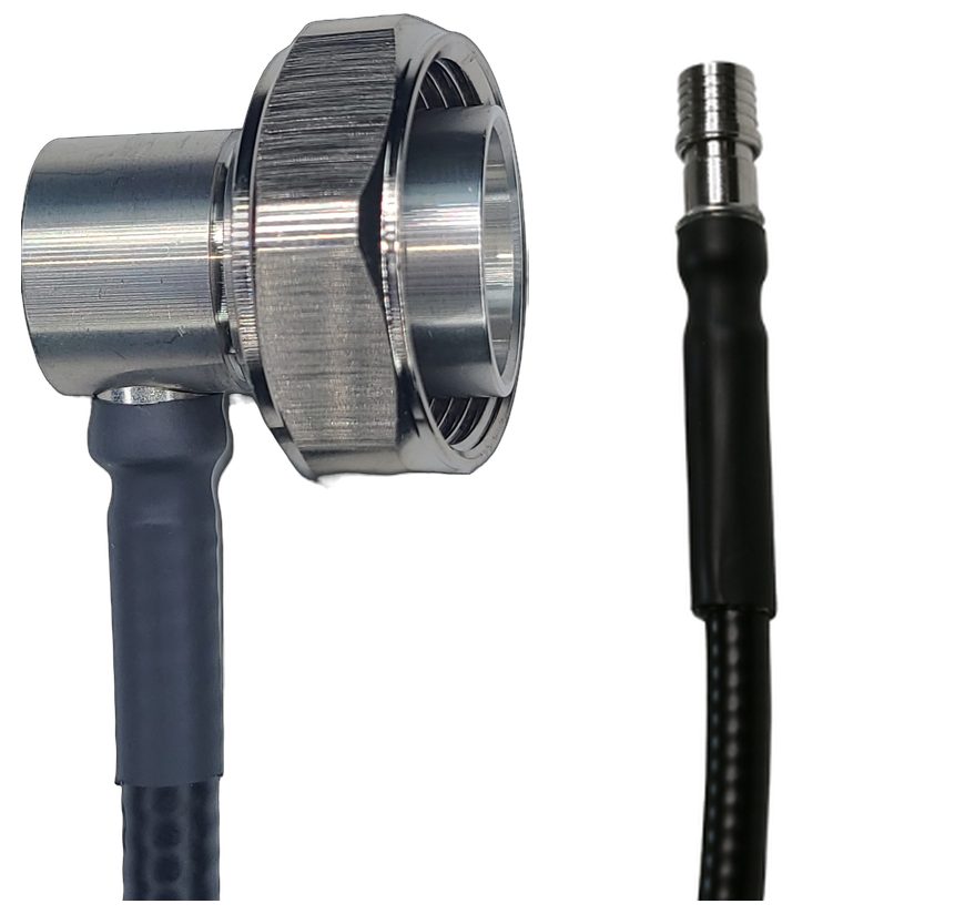 1/4" Super Flexible, 10 ft, 7/16 DIN Male Right Angle to QMA Male Straight