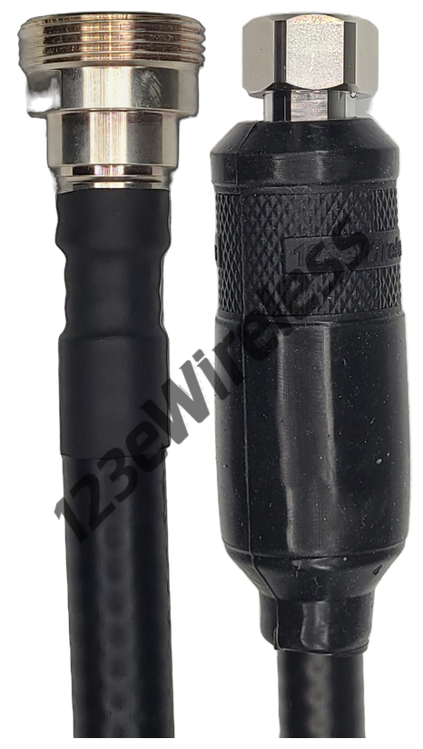 1/2" Flexible, 8 ft, 7/16 DIN Female Straight to 4.3-10 Male Straight with EasyBoot