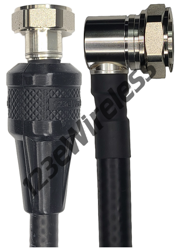 1/2" Flexible, 6 ft, 7/16 DIN Male Straight with EasyBoot to 7/16 DIN Male Right Angle