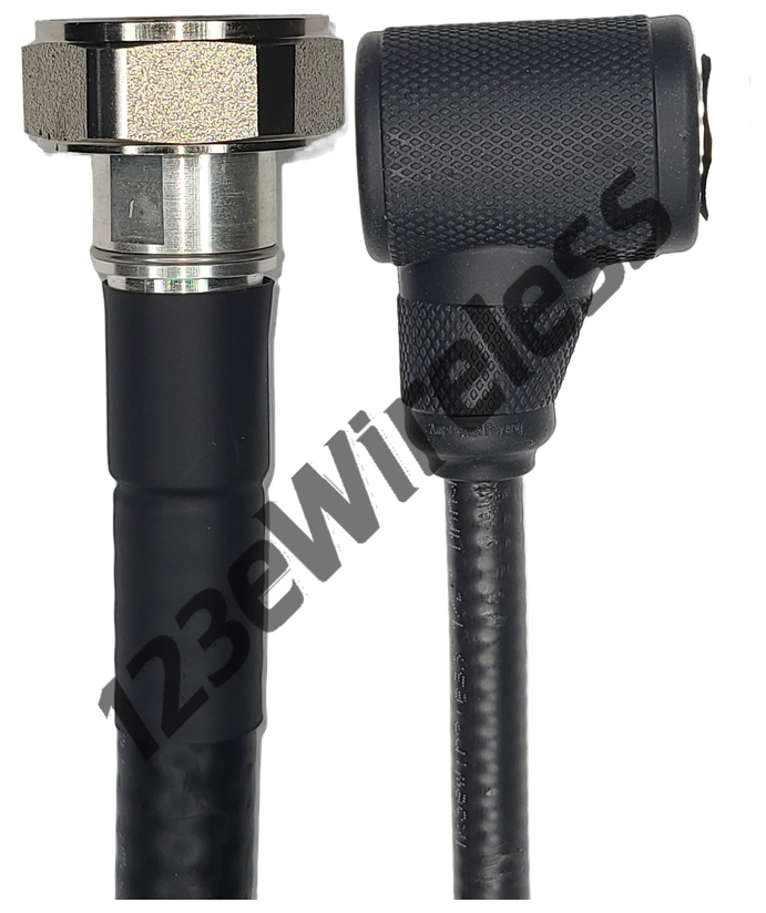 1/2" Flexible, 20 ft, 7/16 DIN Male Straight to 7/16 DIN Male Right Angle with EasyBoot