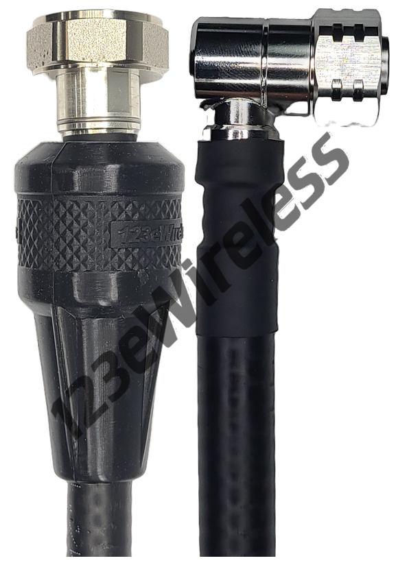 1/2" Flexible, 6 ft, 7/16 DIN Male Straight with EasyBoot to 4.3-10 Male Right Angle