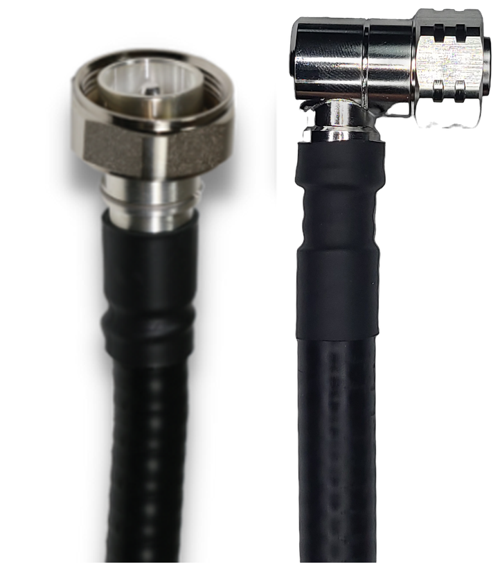 1/2" Flexible, 10 ft, 7/16 DIN Male Straight to 4.3-10 Male Right Angle