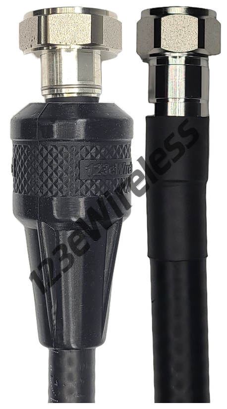 1/2" Flexible, 6 ft, 7/16 DIN Male Straight with EasyBoot to 4.1-9.5 Mini-DIN Male Straight