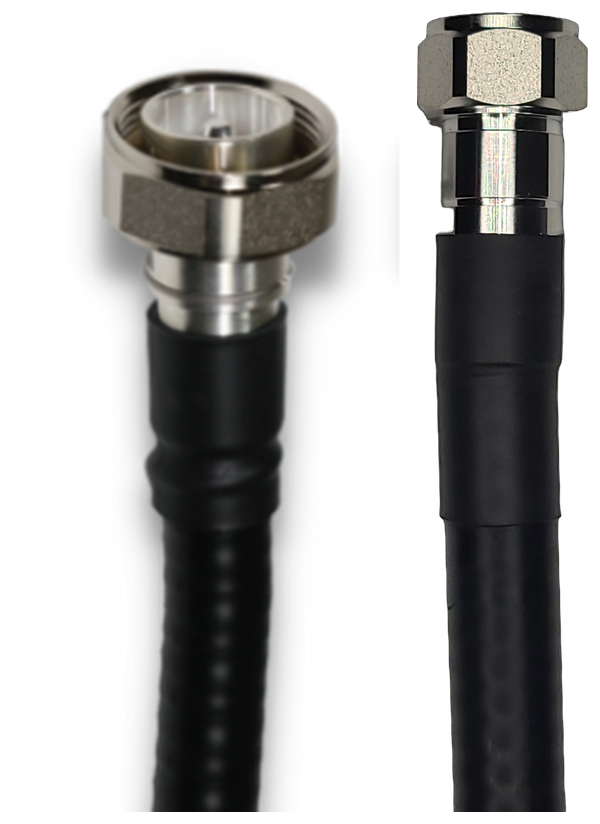 1/2" Flexible, 20 ft, 7/16 DIN Male Straight to 4.1-9.5 Mini-DIN Male Straight