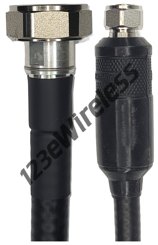 1/2" Flexible, 20 ft, 7/16 DIN Male Straight to 4.1-9.5 Mini-DIN Male Straight with EasyBoot