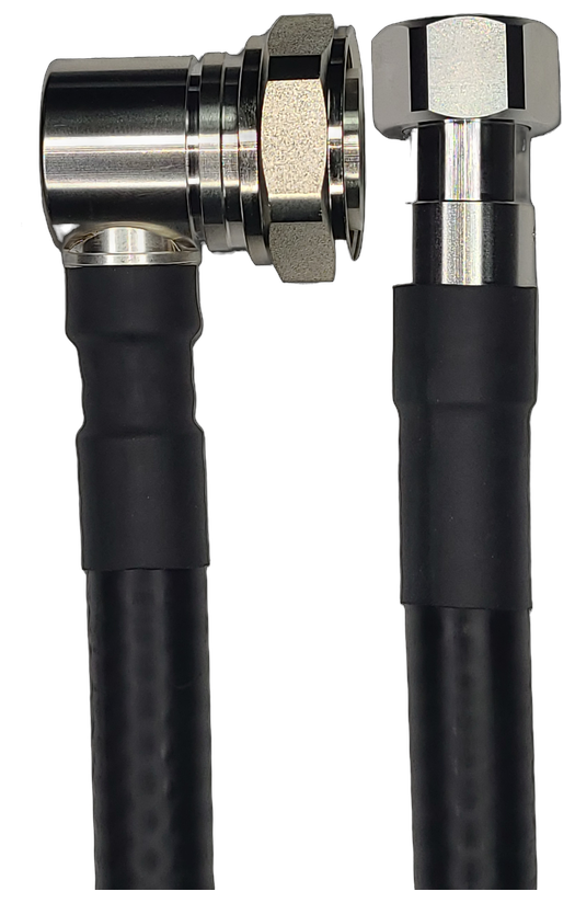 1/2" Flexible, 20 ft, 7/16 DIN Male Right Angle to 4.3-10 Male Straight