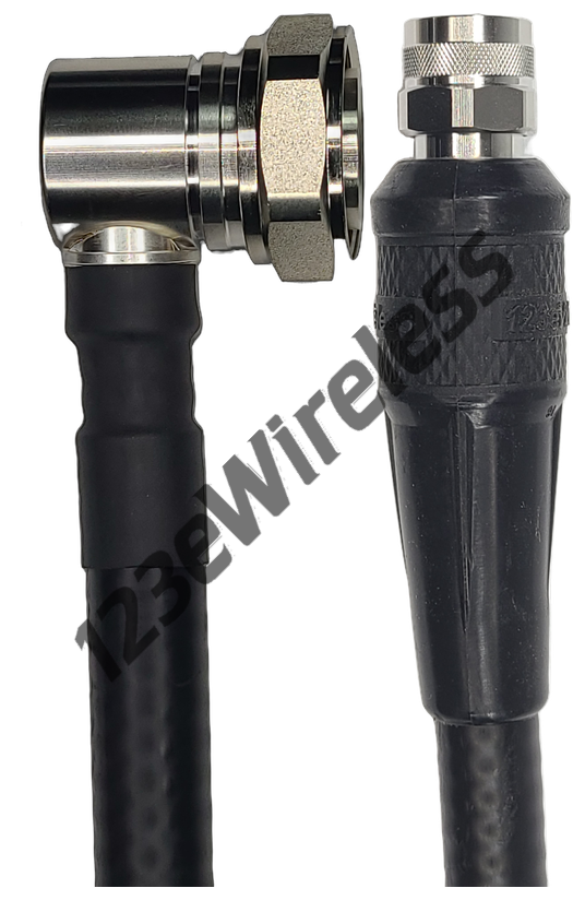 1/2" Flexible, 8 ft, 7/16 DIN Male Right Angle to N-Type Male Straight with EasyBoot