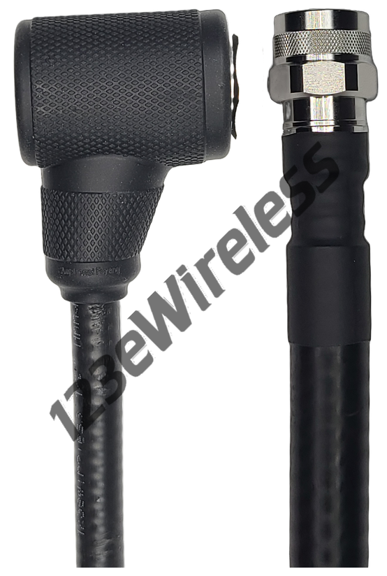 1/2" Flexible, 15 ft, 7/16 DIN Male Right Angle with EasyBoot to N-Type Male Straight