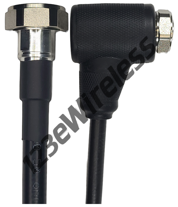 1/2" Super Flexible, 3 ft, 7/16 DIN Male Straight to 7/16 DIN Male Right Angle with EasyBoot