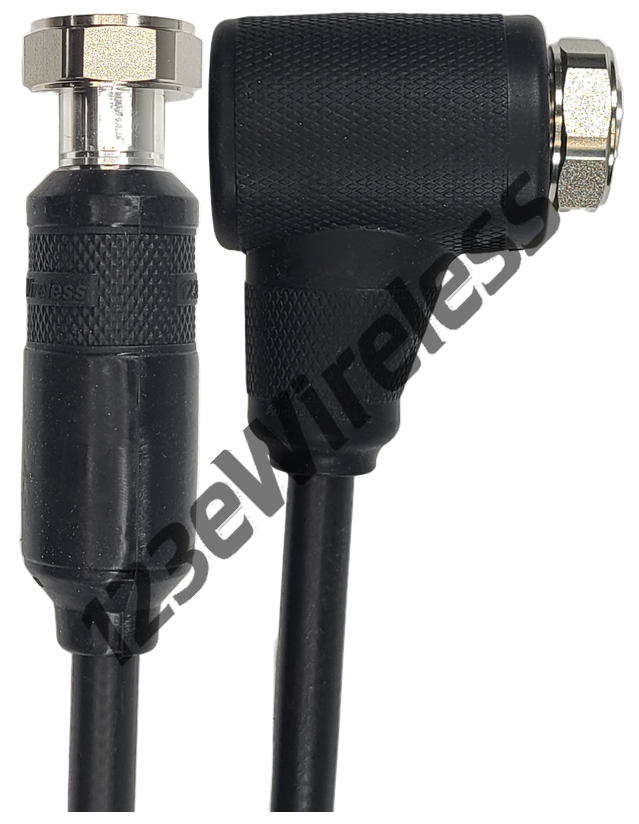 1/2" Super Flexible, 6 ft, 7/16 DIN Male Straight with EasyBoot to 7/16 DIN Male Right Angle with EasyBoot