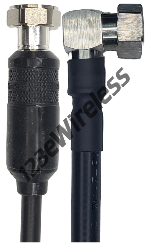 1/2" Super Flexible, 3 ft, 7/16 DIN Male Straight with EasyBoot to 4.3-10 Male Right Angle