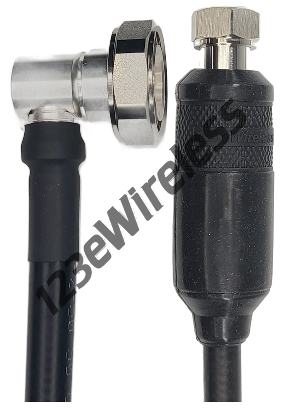 1/2" Super Flexible, 15 ft, 7/16 DIN Male Right Angle to 4.3-10 Male Straight with EasyBoot
