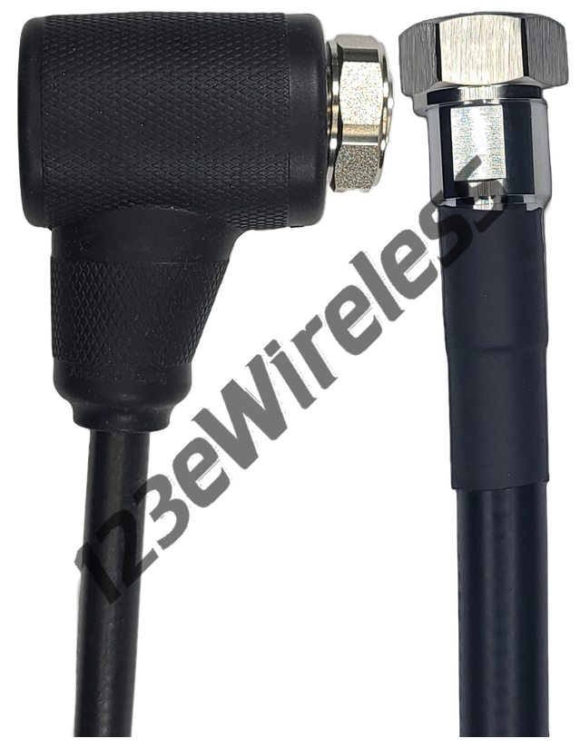 1/2" Super Flexible, 20 ft, 7/16 DIN Male Right Angle with EasyBoot to 4.3-10 Male Straight