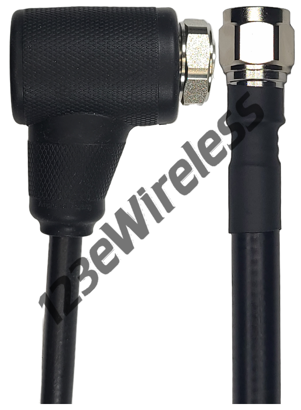 1/2" Super Flexible, 8 ft, 7/16 DIN Male Right Angle with EasyBoot to N-Type Male Straight