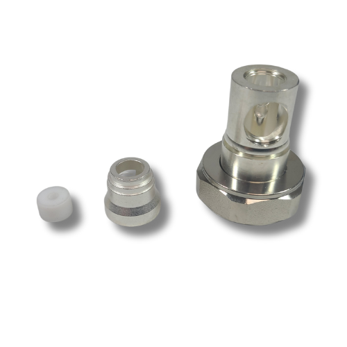 1/2" Super Flexible - 7/16 DIN Male - Right Angle - Solder Center Crimp Outer connector