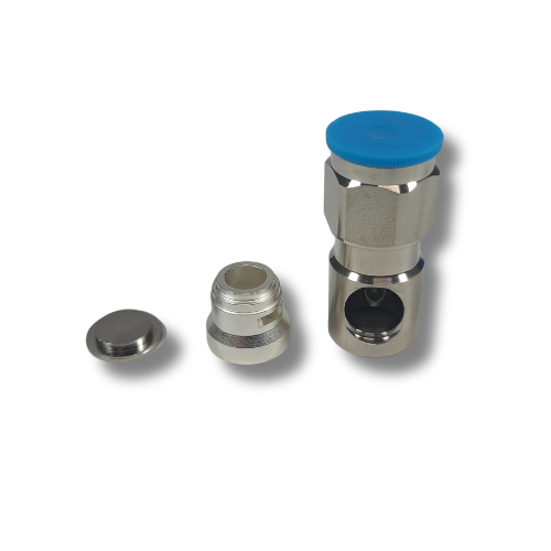 1/2" Super Flexible - N-Type Male - Right Angle - Solder Center Crimp Outer connector