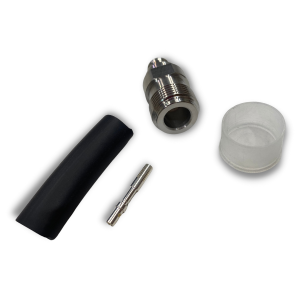 FF401 - N-Type Male - Right Angle - Solder Center Crimp Outer connector
