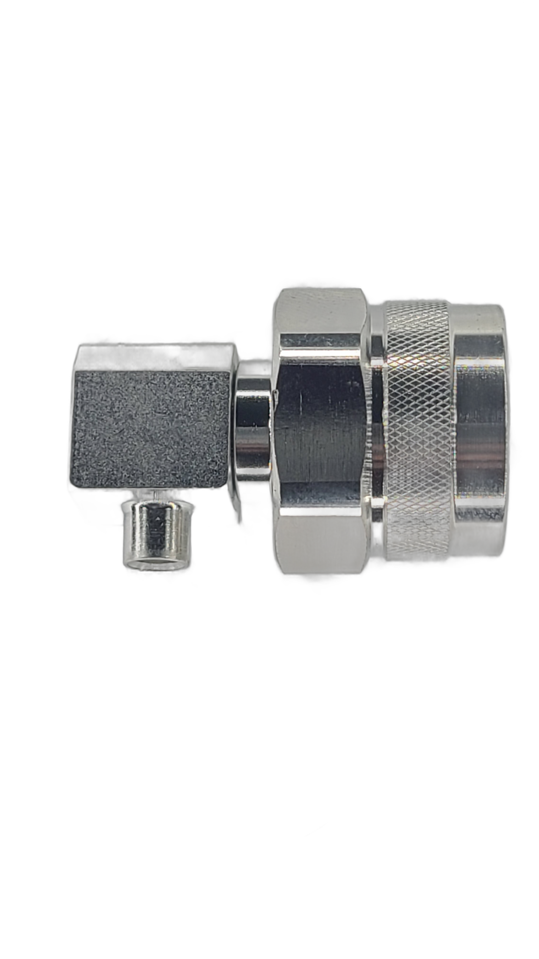 FF402 - N-Type Male - Right Angle - Solder Center Crimp Outer connector
