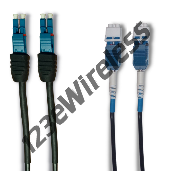 Armored LC Uniboot w/short boot overmold to LC Uniboot Duplex, Singlemode 4F Distribution, 7.5M